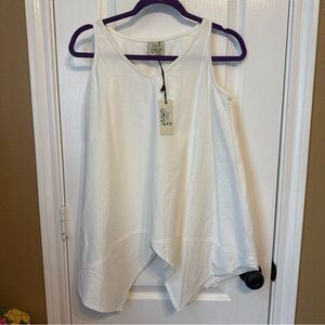 NWT Jaded Gypsy S/M pp20 Elegant White Asymmetrical Tank Top